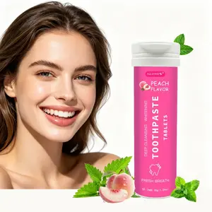 Watermelon Flavor Solid Toothpaste Tablets, Portable Dental Chewing Gums, Freshening Whitening, Peach Flavor Mouthwash Teeth Cleaning Tablets