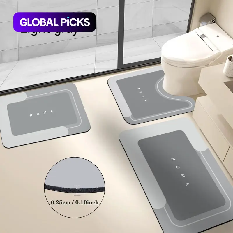 【Black Friday】Bathroom Toilet Mat, 1/3-Piece Non-Slip Bathroom Floor Mat, Stain-Resistant Water-Absorbent Diatomite Rug with Rubber Backing, Ideal for Bathroom, Living Room, Kitchen and Laundry Room, Home Goods #GLOBAL PICKS