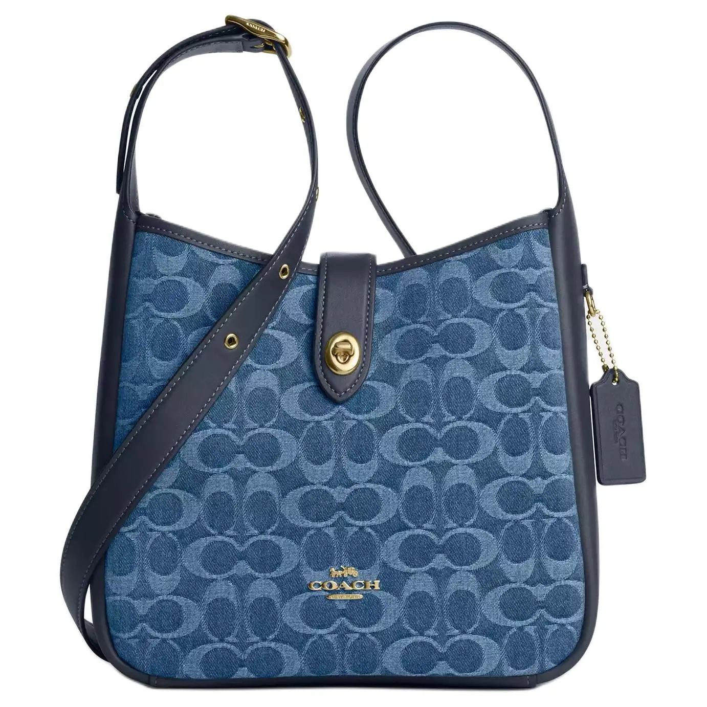 COACH Hadley 25 Classic Monogram Denim-and-Leather Crossbody Bag for Women, Medium, Indigo