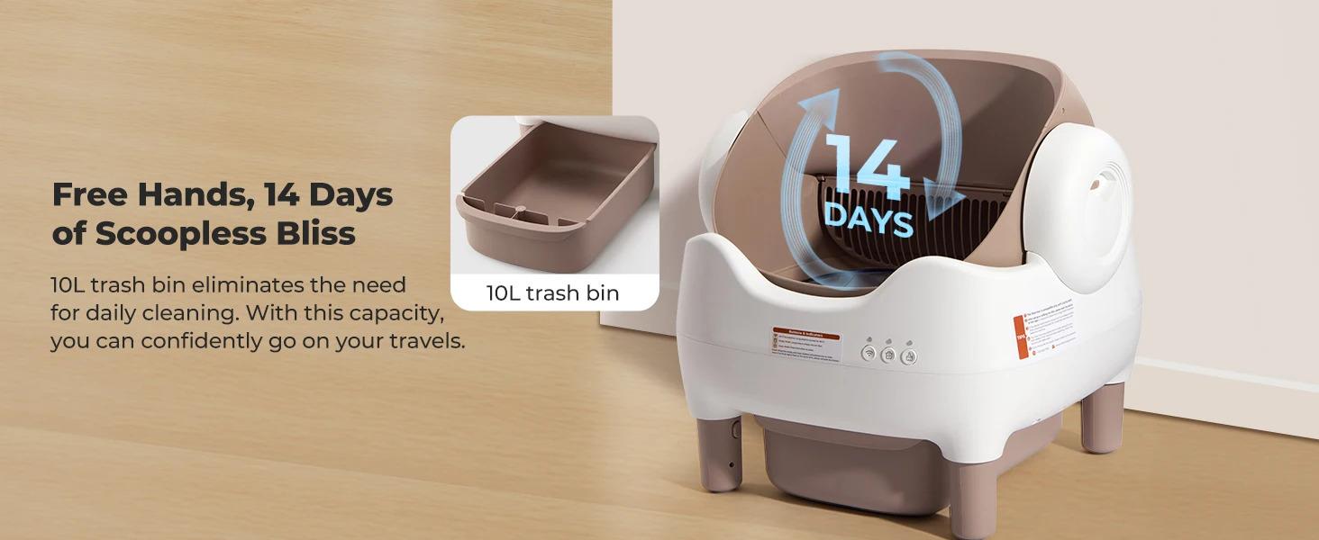 【For fans limited time 】Self Cleaning Litter Box, Automatic Cat Litter Box with APP Control, Odor-Free  Large Waste Bin, Open-Top for Multi Cats