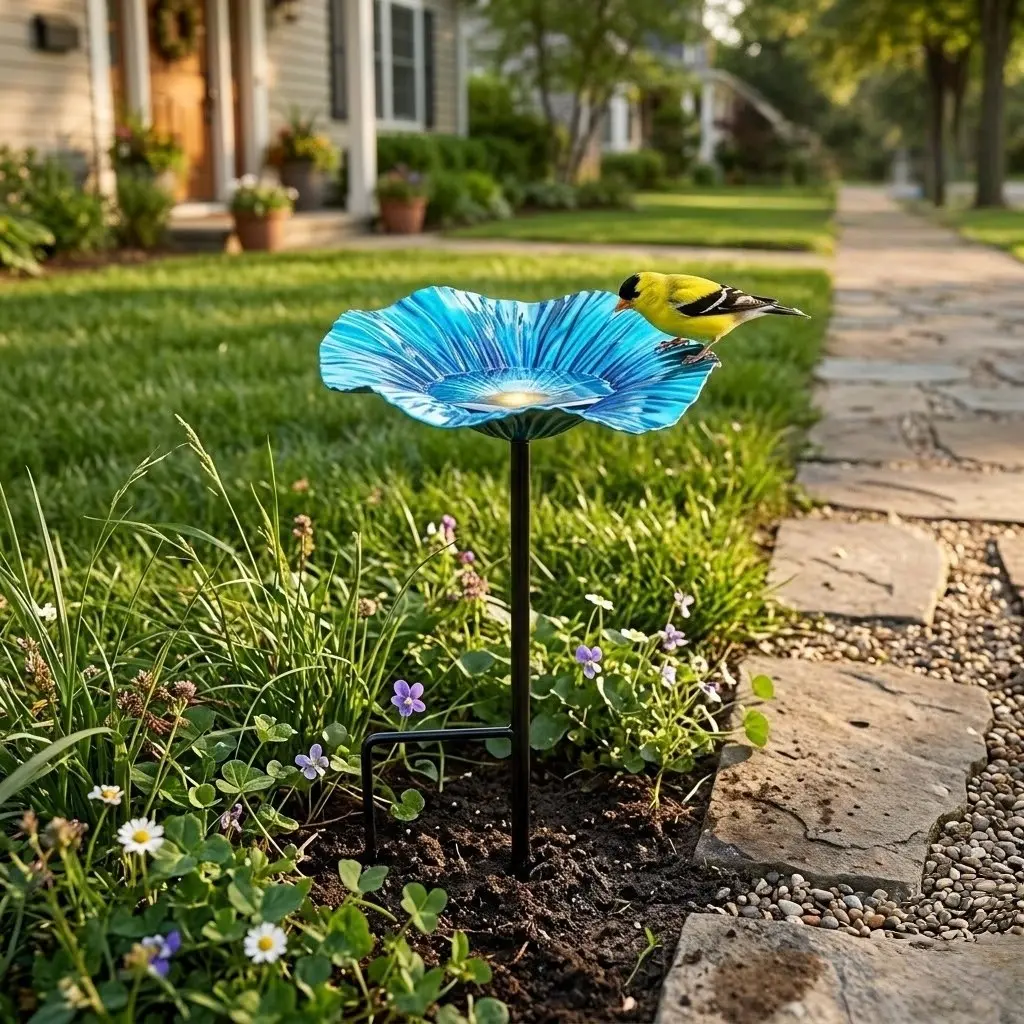 Outdoor Bird Feeder with Branch Insert, Bee Watering Station, Garden Flower Decor, Courtyard Ornament, Plaza Bird Bath, Bird Feeders for Outdoors
