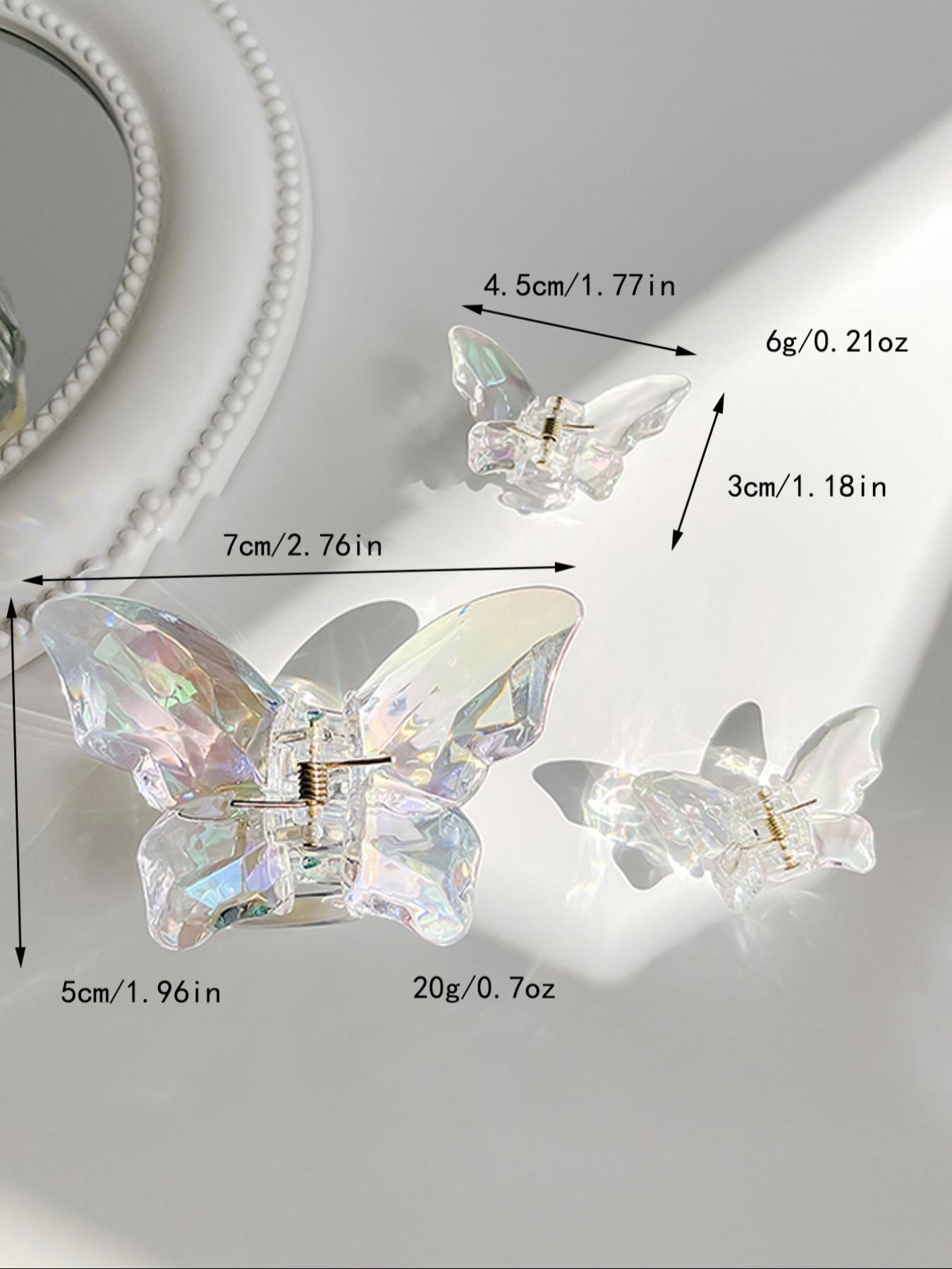 9pcs Transparent Multiple Size Butterfly Design Hair Claw, Fashionable Hair Accessories for Women & Girls, Easy Grasping Hair Claw Clip, Butterfly Hair Clip Set