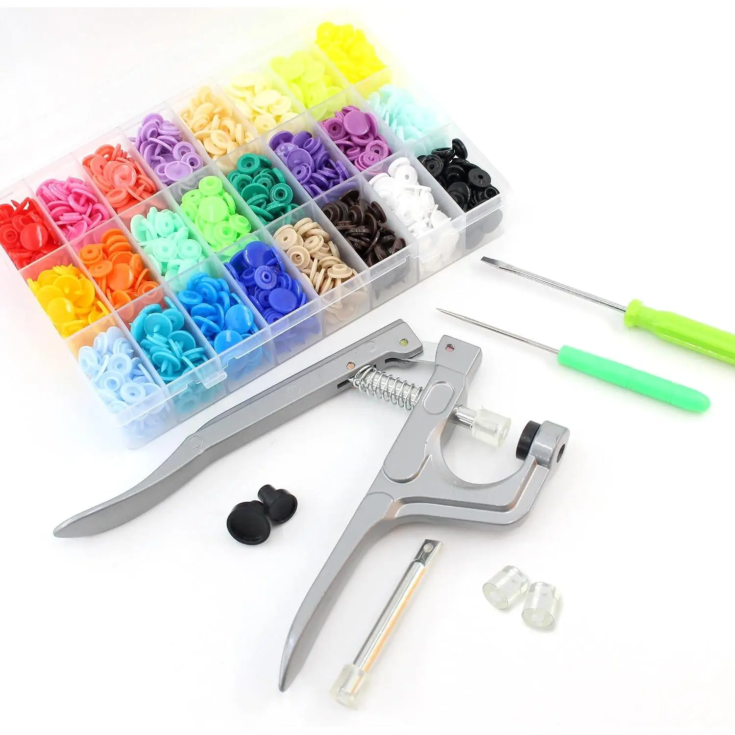 360 Sets T5 Plastic Snap Buttons with Snap Pliers Set, 24 Colors