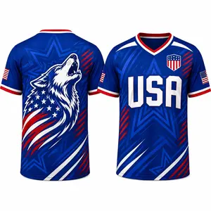 USA Inspired Sports Jersey for Men Women, Patriotic Wolf Graphic V-Neck Shirt, Lightweight Quick-Dry Casual Athletic Wear,usa sports jersey, usa jersey, america jersey, patriotic jersey, wolf jersey, wolf graphic shirt, patriotic wolf jersey