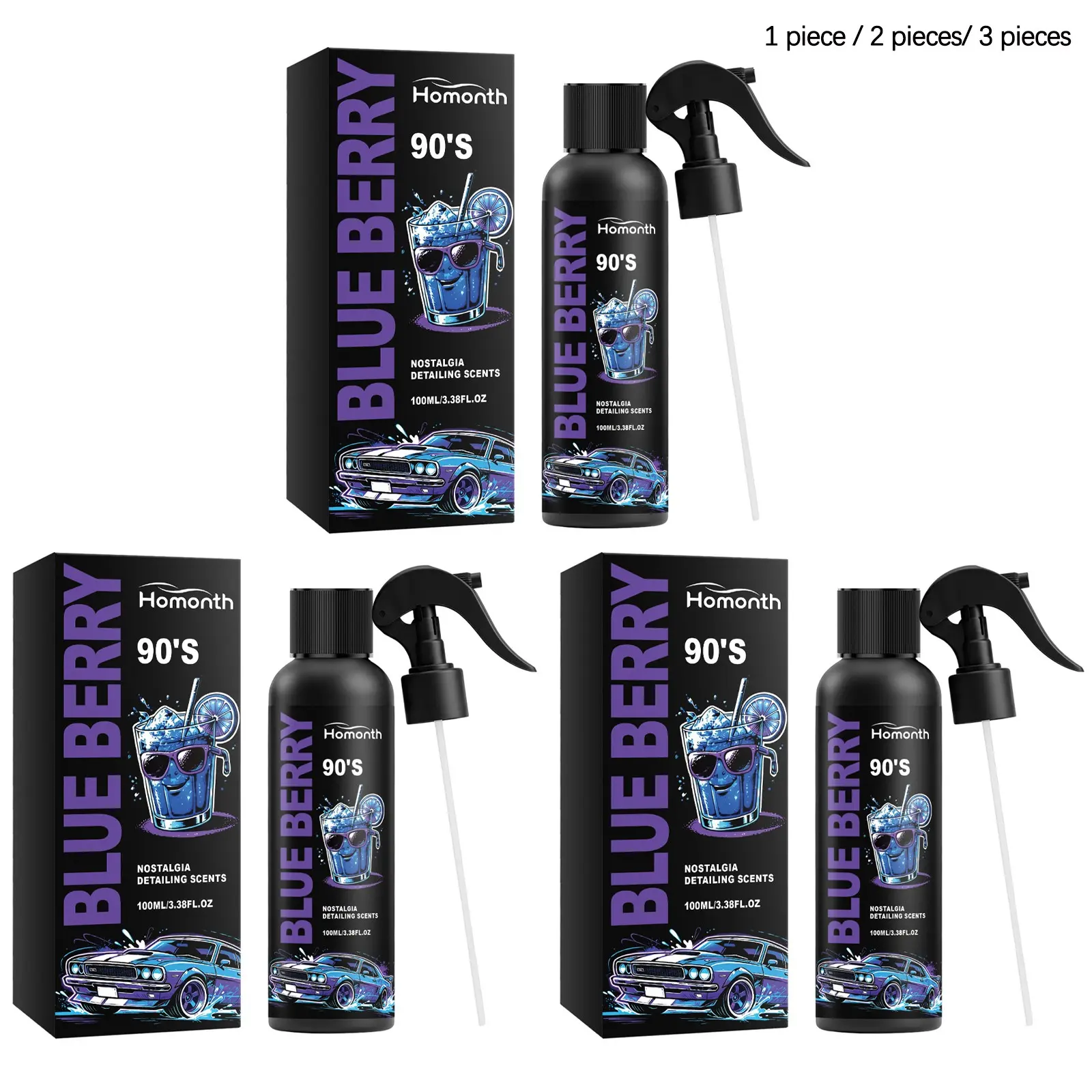 Car Freshener Vintage Scent (100ML/100ML*2/100ML*3), Mild and Refreshing, Eliminates Odors, Long-Lasting Multi-Purpose Air Freshener