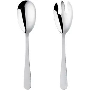 12 Inches Salad Spoon and Fork Sets，Stainless Steel Salad Server Sets, Cooking Utensils for Kitchen, Simple and Classic Dishwasher Safe (Silver)