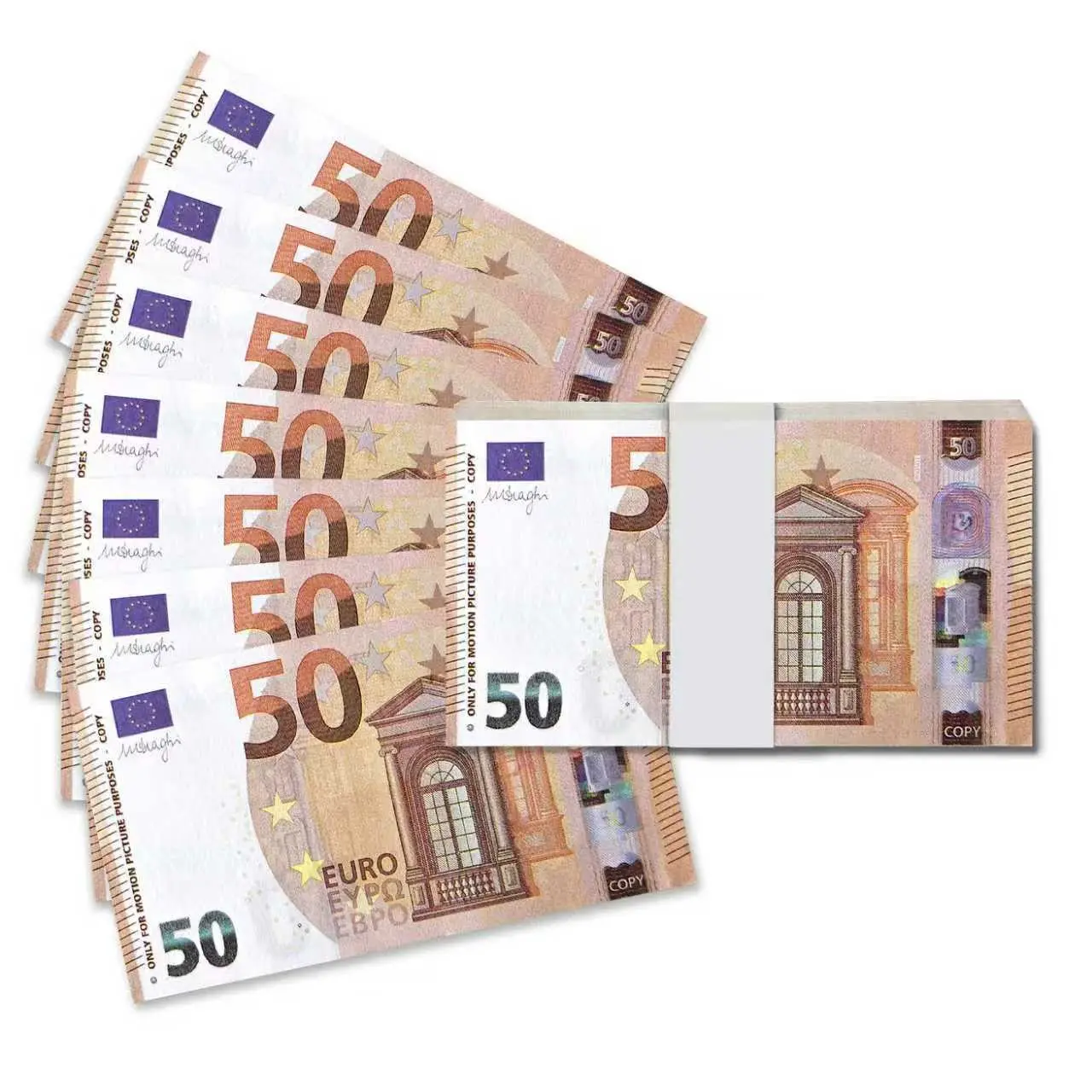 100pcs Euro Party Atmosphere Props Paper, Realistic Design 50 Euro Fake Bills, High-Definition Print, Floral Decoration, Home Decor, Prank Currency