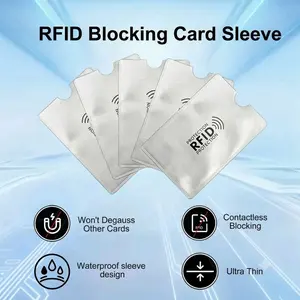 RFID Card Protector, 5pcs/set Anti-slip Design Durable Aluminum NFC Blocking Cover for ID Card & Bank Card & Credit Card, Desk Accessories, Men Gifts
