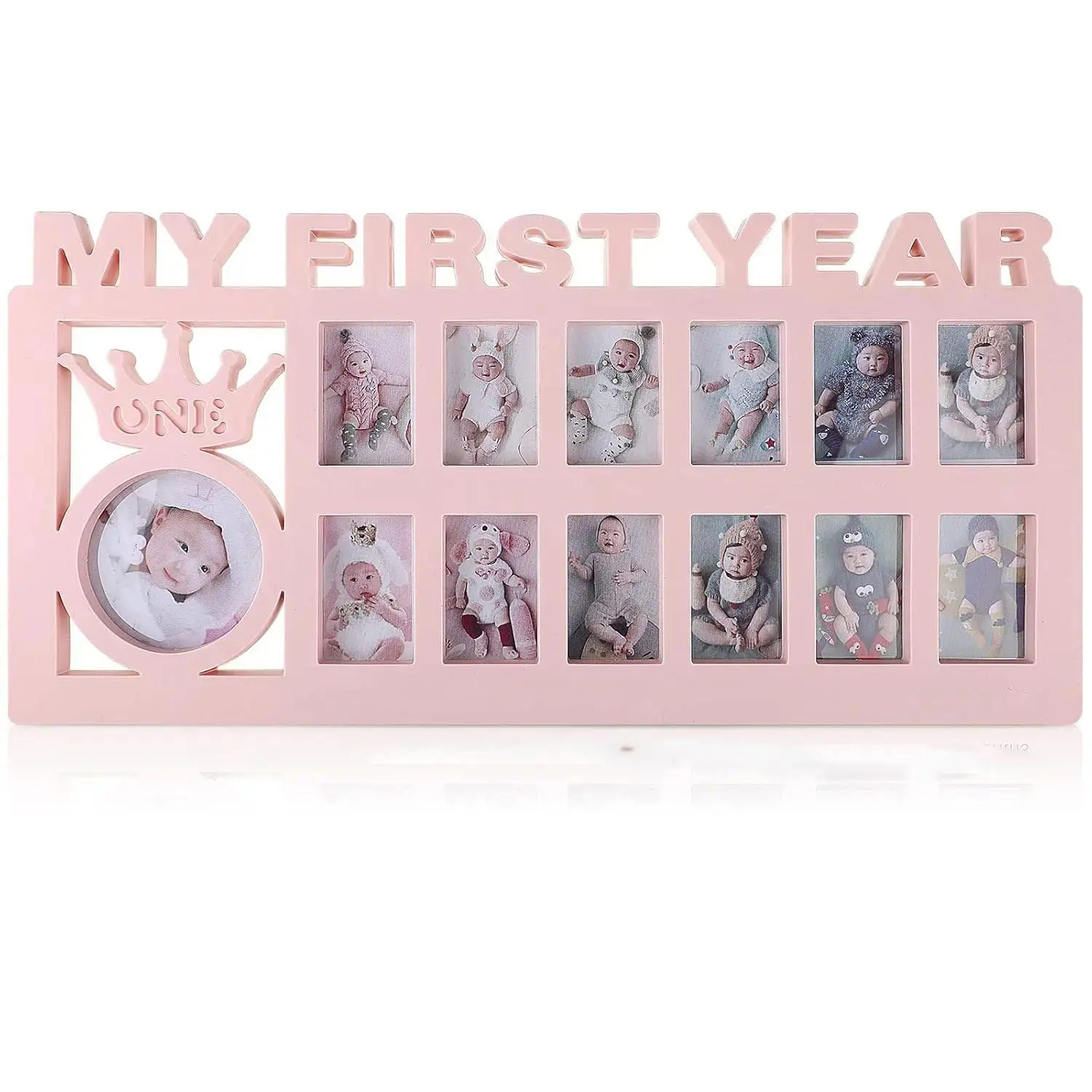 Baby Newborn Infant Photo Frame, 0-12 Months Growth Milestone Commemorative Photo Frame, First-Year Baby Souvenir, Kids Growing Memory Gift, Baby Shower
