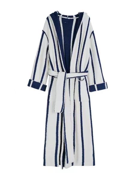 【COZY Soft Plush Feel】Women's Striped Print Long Sleeve Bathrobe, Casual Soft Comfortable Warm Hooded Robe, Ladies Sleepwear for Fall & Winter