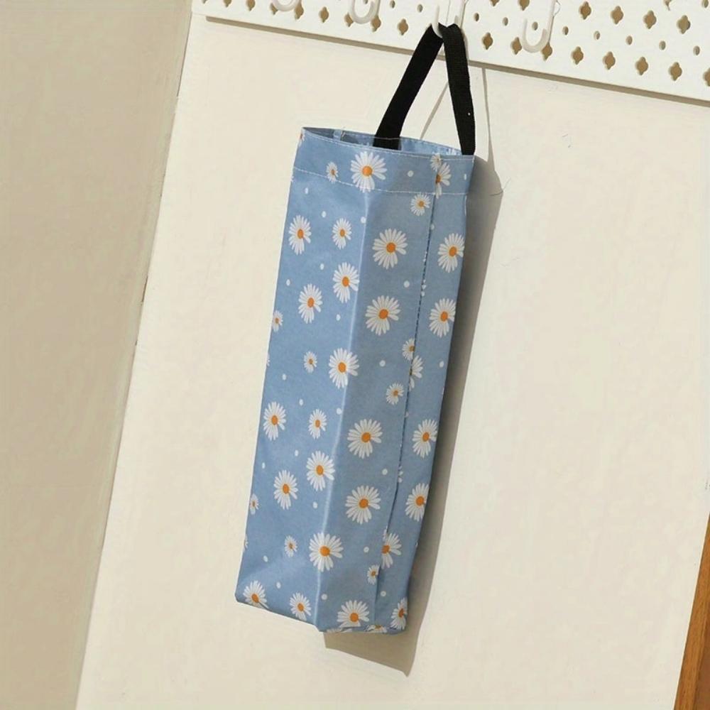 Random Color Daisy Pattern Hanging Garbage Bag Storage Bag 1PC Space-Saving Wall-Mounted Holder Organizer Portable Waterproof Plastic Dispenser for Home Kitchen Bathroom Office Practical Household Accessories