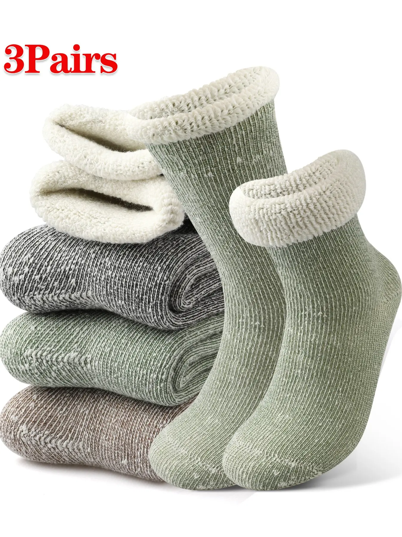 3 Pairs Thick Women's Winter Socks, Socks Set, Heat Retaining, Durable, High Elasticity, Mid-Calf, Unisex, Ideal for Outdoor and Gift