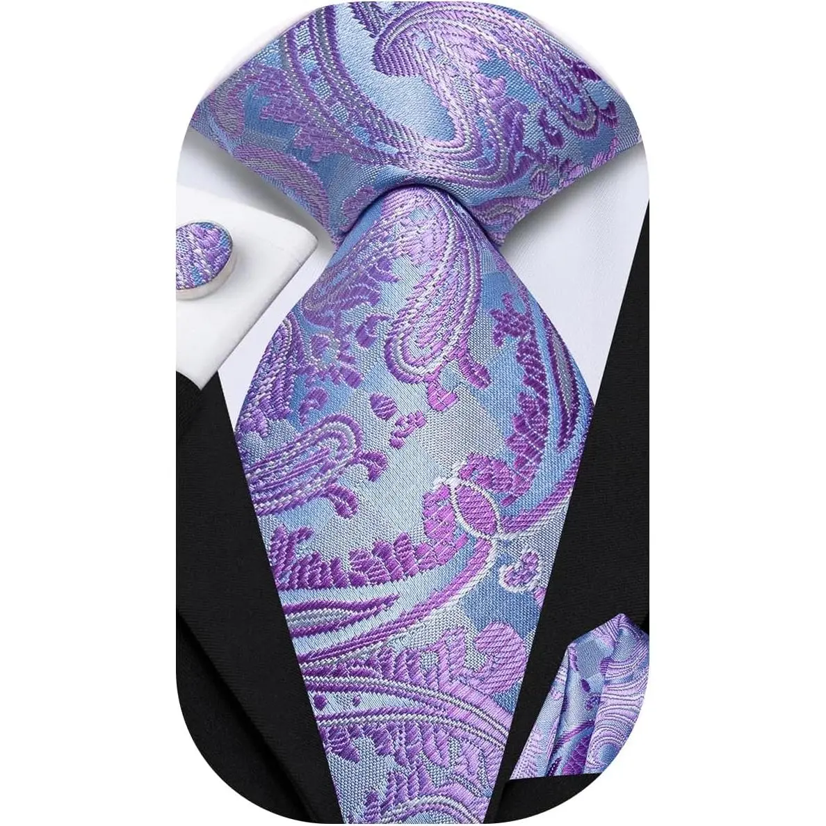 Ties for Men Silk Mens Paisley Floral Striped Necktie and Handkerchief Cufflinks Wedding