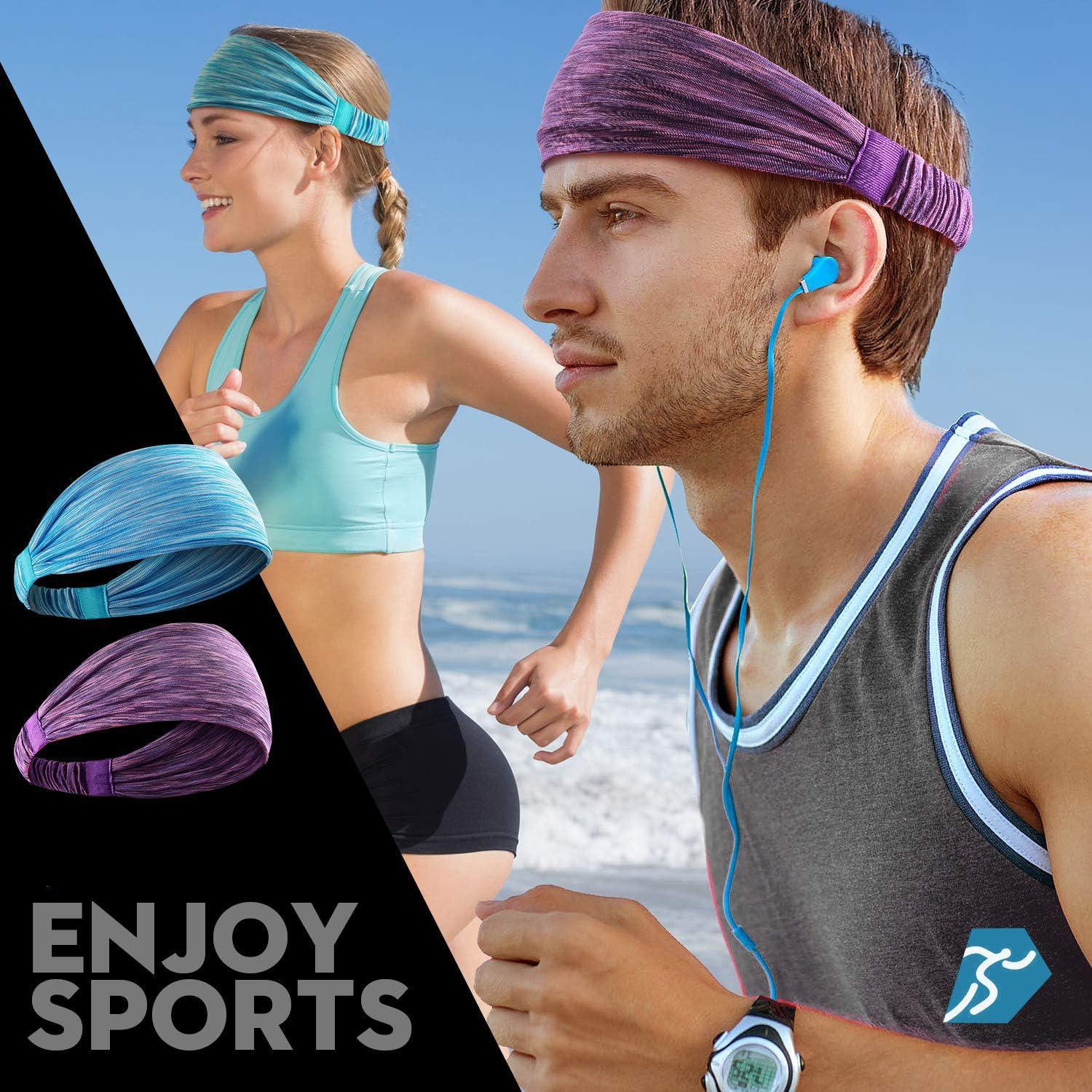 [Mother's Day Gifts]5 Pack Non-Slip Sweat-Wicking Sports Headbands, High Elastic & Comfortable for Yoga Fitness Running, Unisex Design