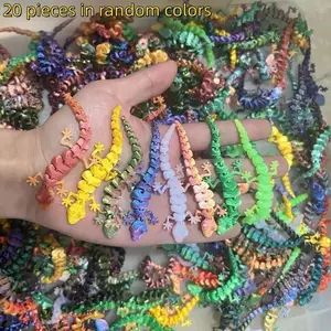 20pcs 3D Printed Small Geckos, 3.54 Inch Long, Pla Material, Vibrant Colors, Perfect for Christmas, Easter, Valentine's Day Decorations