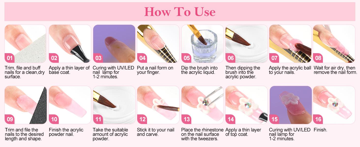 Acrylic Nail Kit for Beginners with Everything Professional Nails Kit Acrylic Set with Drill and U V Light Glitter Powder Decorations Rhinstones DIY Gifts for Women