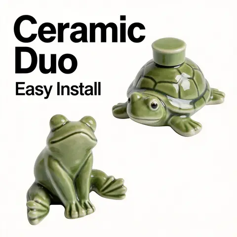2 Piece Ceramic Toilet Bolt Covers, Frog & Turtle Design, Fun Bathroom Decor, Easy Installation, Novelty Toilet Screw Caps, Toilet Accessories Cover