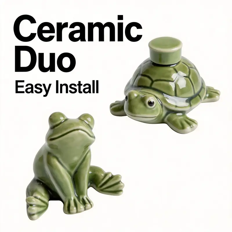 2 Piece Ceramic Toilet Bolt Covers, Frog & Turtle Design, Fun Bathroom Decor, Easy Installation, Novelty Toilet Screw Caps, Toilet Accessories Cover