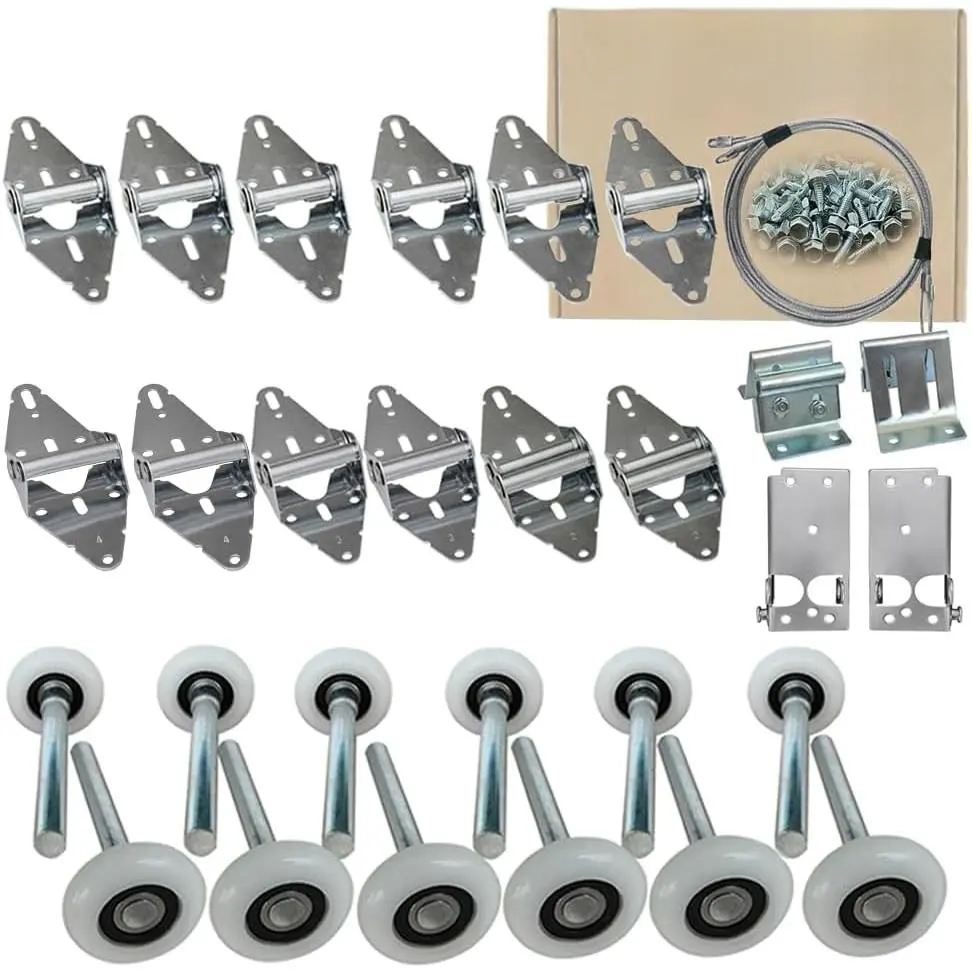 Garage Door Hardware Kit Roller/Hinge/Top Bracket/Wire Rope (Suitable for 8-Foot High Garage Doors)