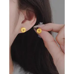 Crushed Ice Copper Coin Earrings for Women [CTF] High-End Unique Design Qian Duoduo Ear Jewelry