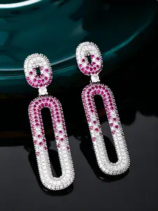 Luxurious Micro-Set Zircon Geometric Long Women's Earrings, Women's High-End Unique Ear Jewelry, Bold Fringe Ear Accessories