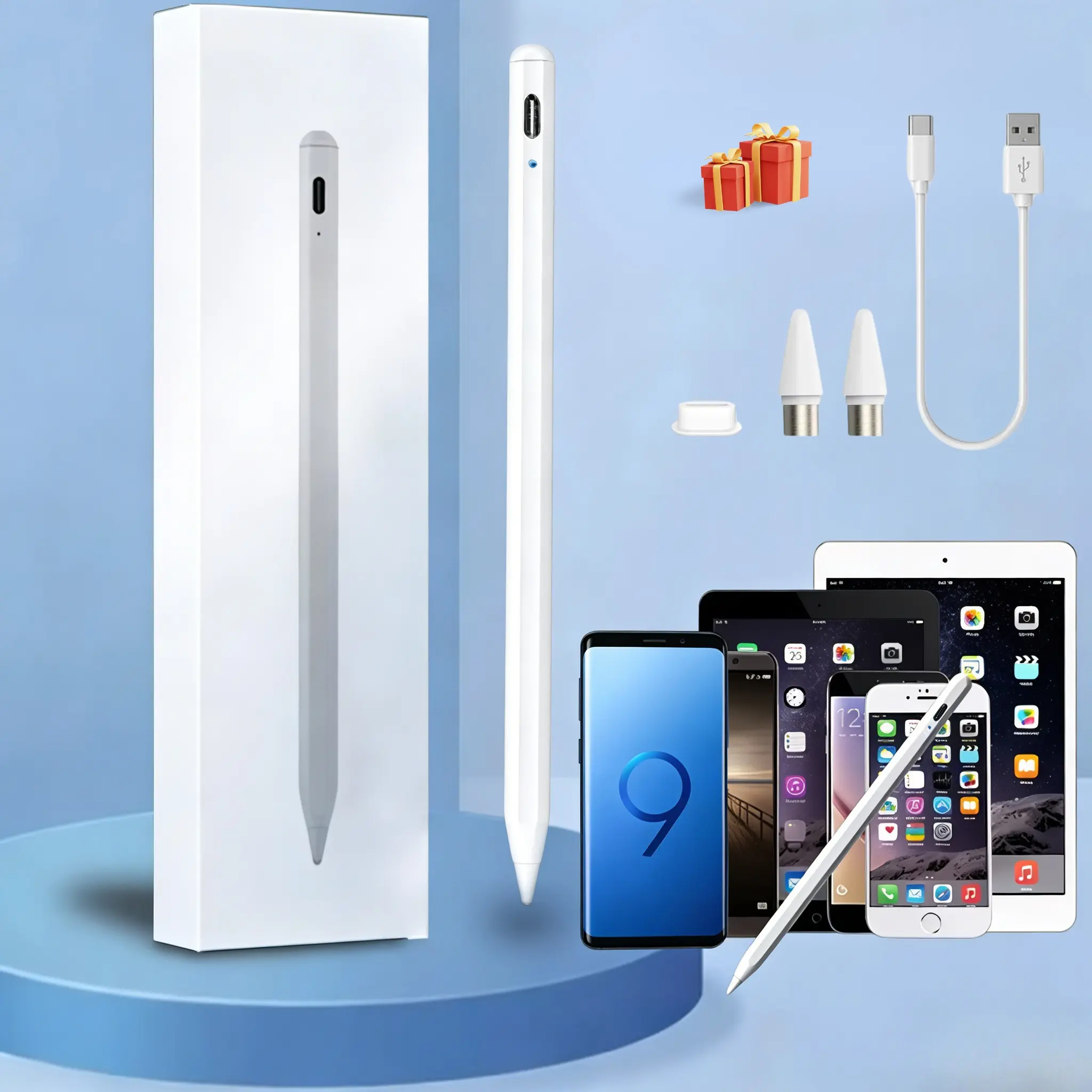 Capacitive Stylus Pen for iPad and Android Phones, Magnetic Adsorption, Fast Charging, Smooth Writing, Ideal for Learning and Office Use