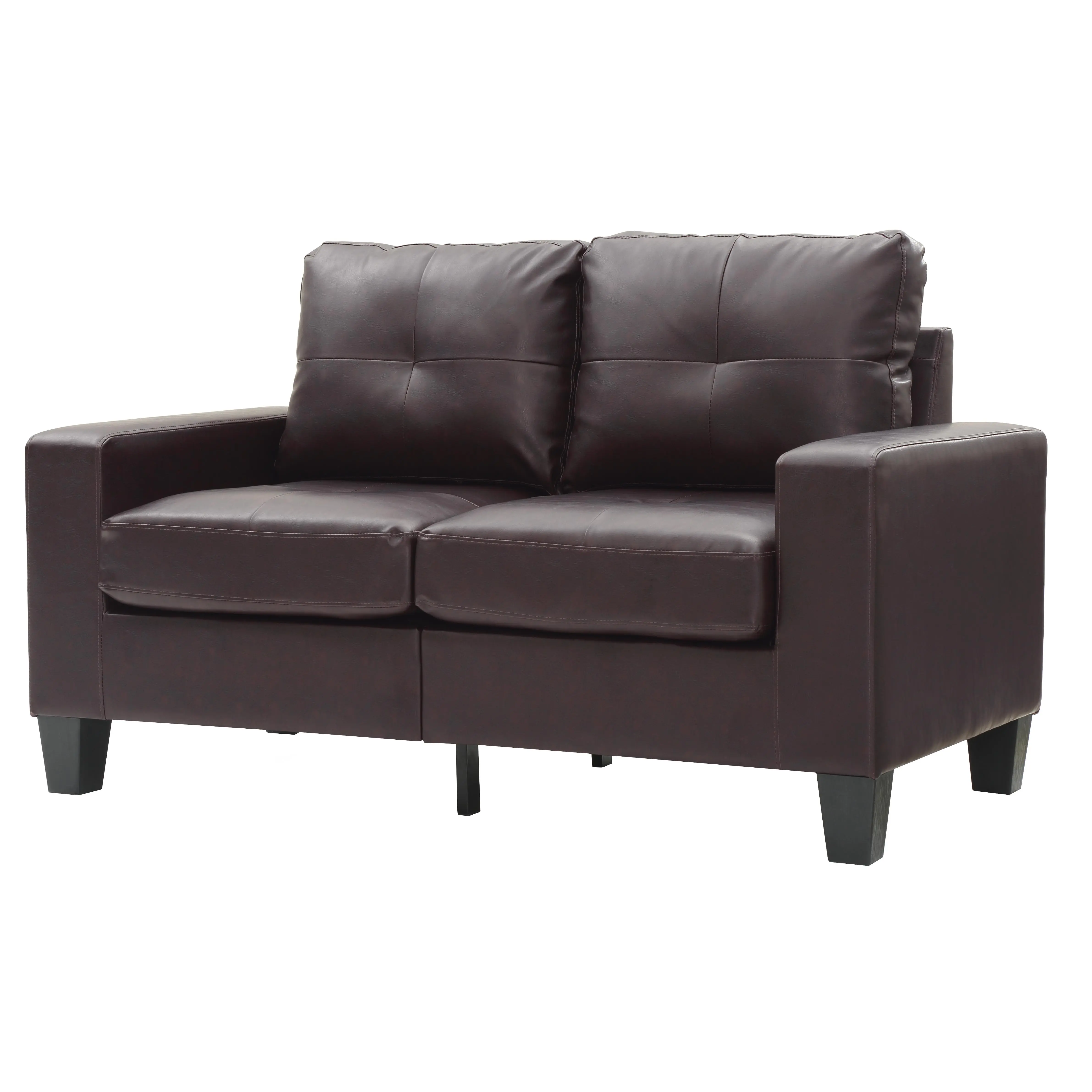 Nokaa Modular Loveseat Dark Brown 2-Seater Couch for Living Room Apartment Patio Compact Sofa with Sturdy Hardwood Frame, Multiple Options