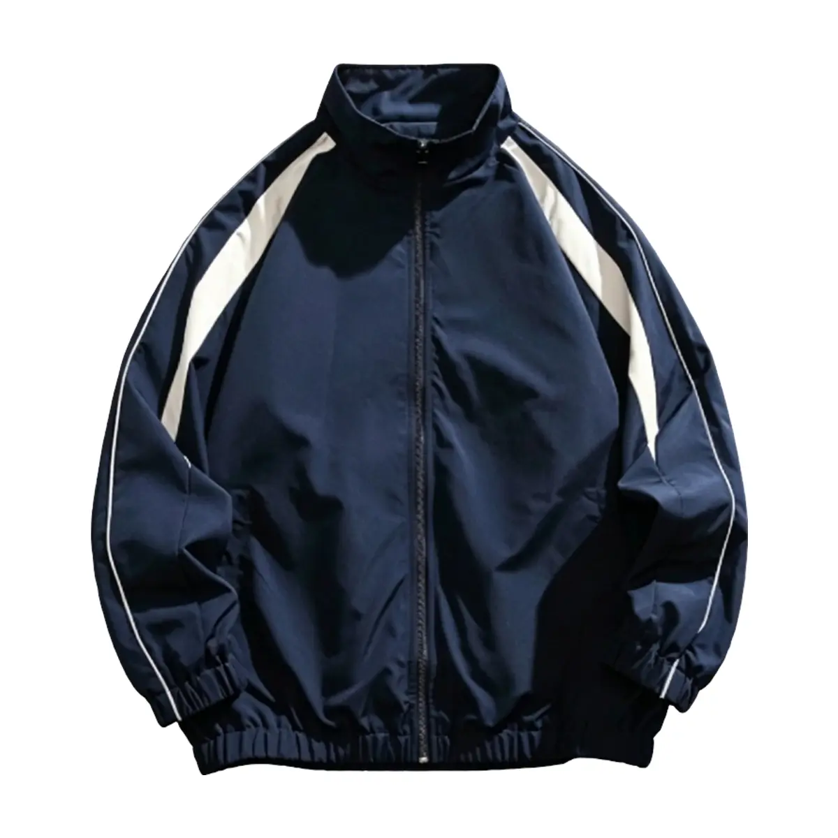 Men's Classic Side Stripe Track Windbreaker Jacket - Stand Collar, Full Zipper Closure, Loose Cut, Long Sleeves, Daily Casual Sports Outerwear | Menswear Tops Coats