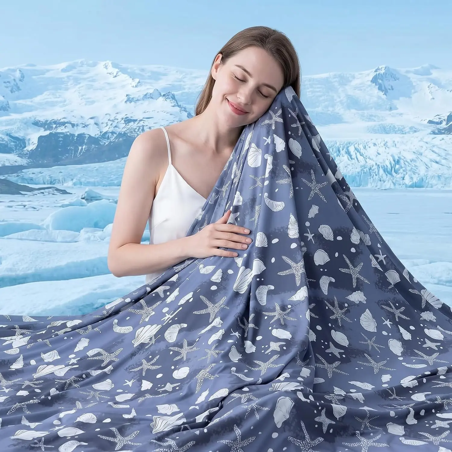 Cooling Blanket  Size 60"x90" -Sided Thin Summer Blankets | 2 Cold Effect Blanket with Arc-Chill Q-Max>0.5 Cool Fiber,Silky Soft Breathable  Cooling for Bed Couch Travel Outdoor