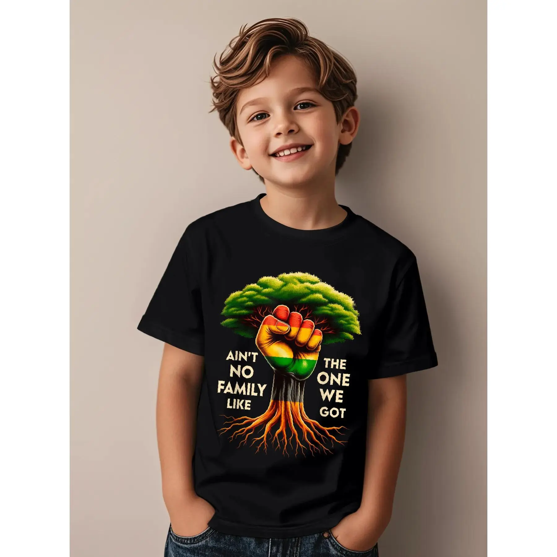 Ain't No Family Like The One We Got Family Reunion Fist Hand Funny Aesthetic Graphic Kid T-Shirt Popular Kid T Shirts Trending Tops Tees for Kid