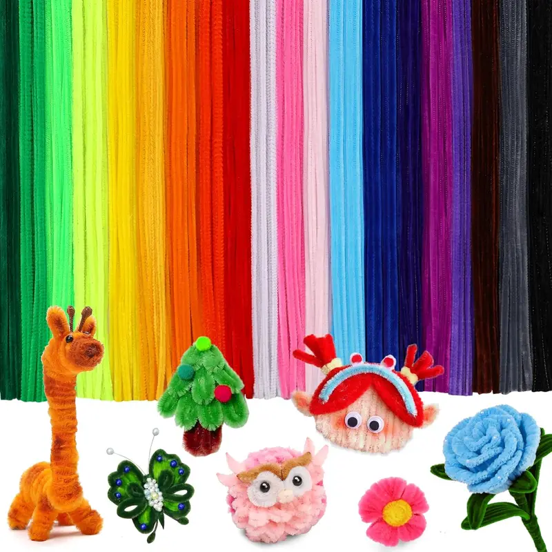 200 Pcs Pipe Cleaners, Creative Chenille Stems Pipe Cleaners Craft, Fuzzy Pipe Cleaners Bulk  Crafts, DIY Pipe Cleaner  Home Arts and Crafts Decorations Supplies for