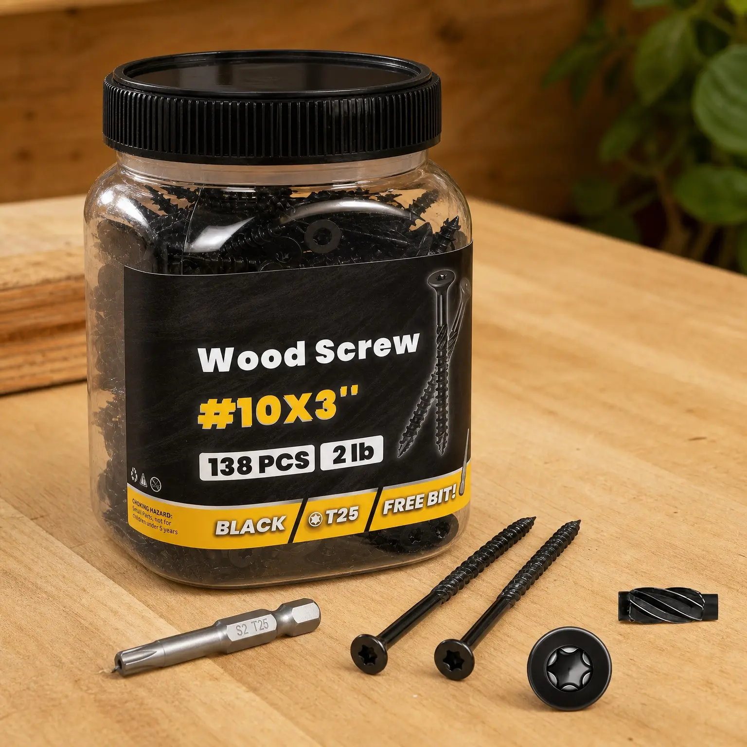 Deck Screws 3 Inch, 138pcs #10 x 3 Wood Screws, 2lb, Epoxy Coated, T25 Star Bit, 1500+ Hour Salt Spray Coating, Excellent Rust Resistant for Outdoor Wood FenceGift