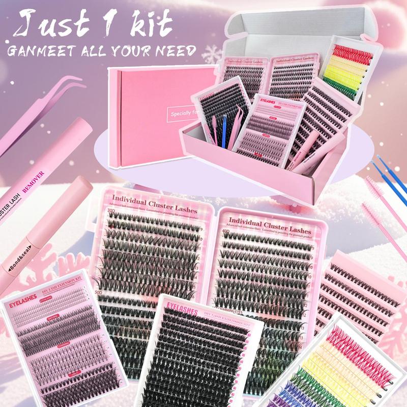 Mixed Length and Color DIY Eyelash Extension Set, Self-Application Volume Cluster Lashes, Rainbow Wispy Individual Lash Clusters, Individual Lash Extensions Mixed Length and Color DIY Eyelash Extension Set, Self-Application Volume Cluster Lashes, Rainbow Wispy Individual Lash Clusters, Individual Lash Extensions