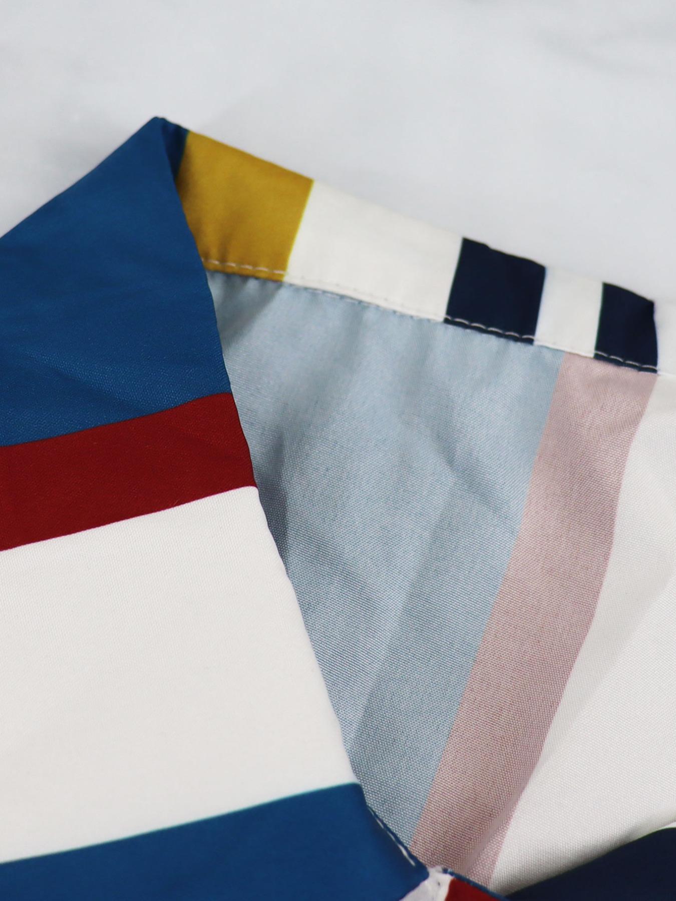 Plus Size Women's Striped Two-Piece Set, Long Sleeve Shirt & Wide Leg High Waist Pants, Casual Flowy, Perfect for Vacation & Daily Wear