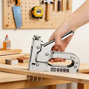 1 Count Extra Heavy Duty Staple Gun with 800pcs Staples Multifunctional Upholstery Stapler for Fixing Material Decoration Carpentry Furniture Door Window