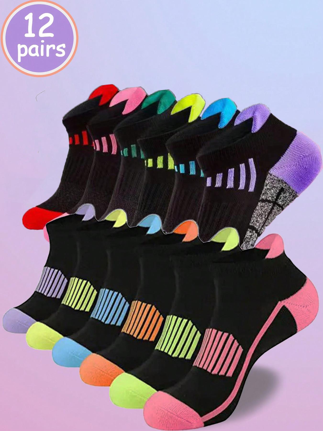 Women's Colorblock & Striped Print Ankle Socks, Casual Comfortable Breathable Soft Socks for Daily Wear, Multipack Knit Socks for All Seasons, Socks for Women, Crew Socks Women, Anklesocks, Athletic Socks