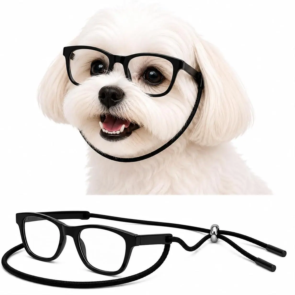 G015  Small Breed up to 15lbs   Costume Clear Lens  80s Retro Glasses (Black-Clear Lens)