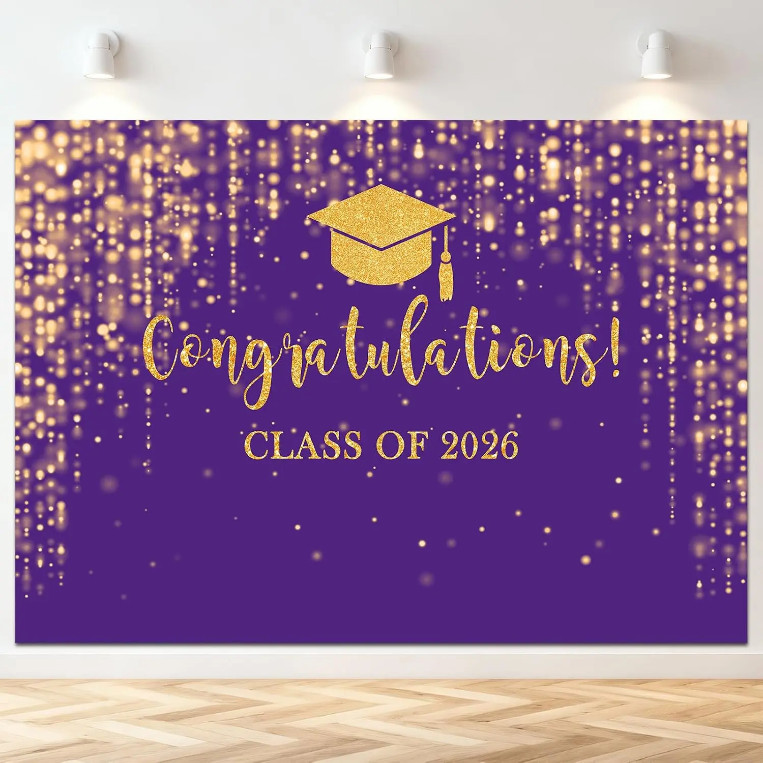Class of 2026 Backdrop   Glitter Bokeh Graduation Party Background 2026 Congrats Grad Prom Party Cake Table Decoration Photo Booth Props (7x5ft)
