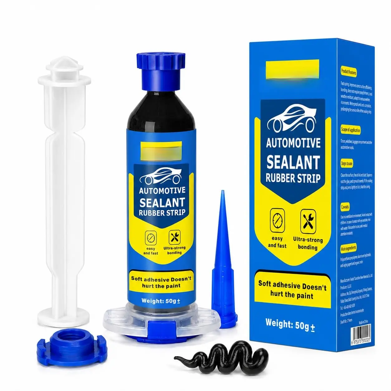 RTV  Adhesive Sealant, Black Automotive  Sealant for  Weatherstrip, Windshield , Headlight Housing, Sunroof, Glass, Metal, Plastic and Rubber, 50g