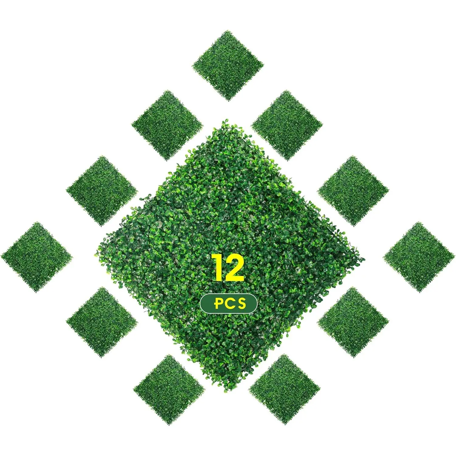 12 count 20"x 20" Artificial Boxwood Panels Topiary Hedge  | Boxwood Panels  Hedge Screen UV Protected Suitable for Outdoor, Indoor, Garden, Fence, Backyard & Wall Greenery Decor