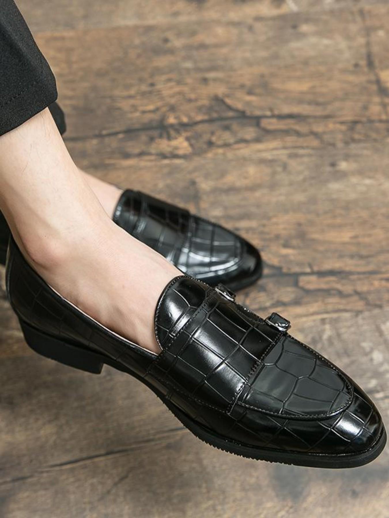 Men's Fashionable All-match Crocodile Embossed Slip on Dress Shoes, Casual Comfortable Loafers for Work Office, Fashion Shoes for Party, Daily Clothing Decor