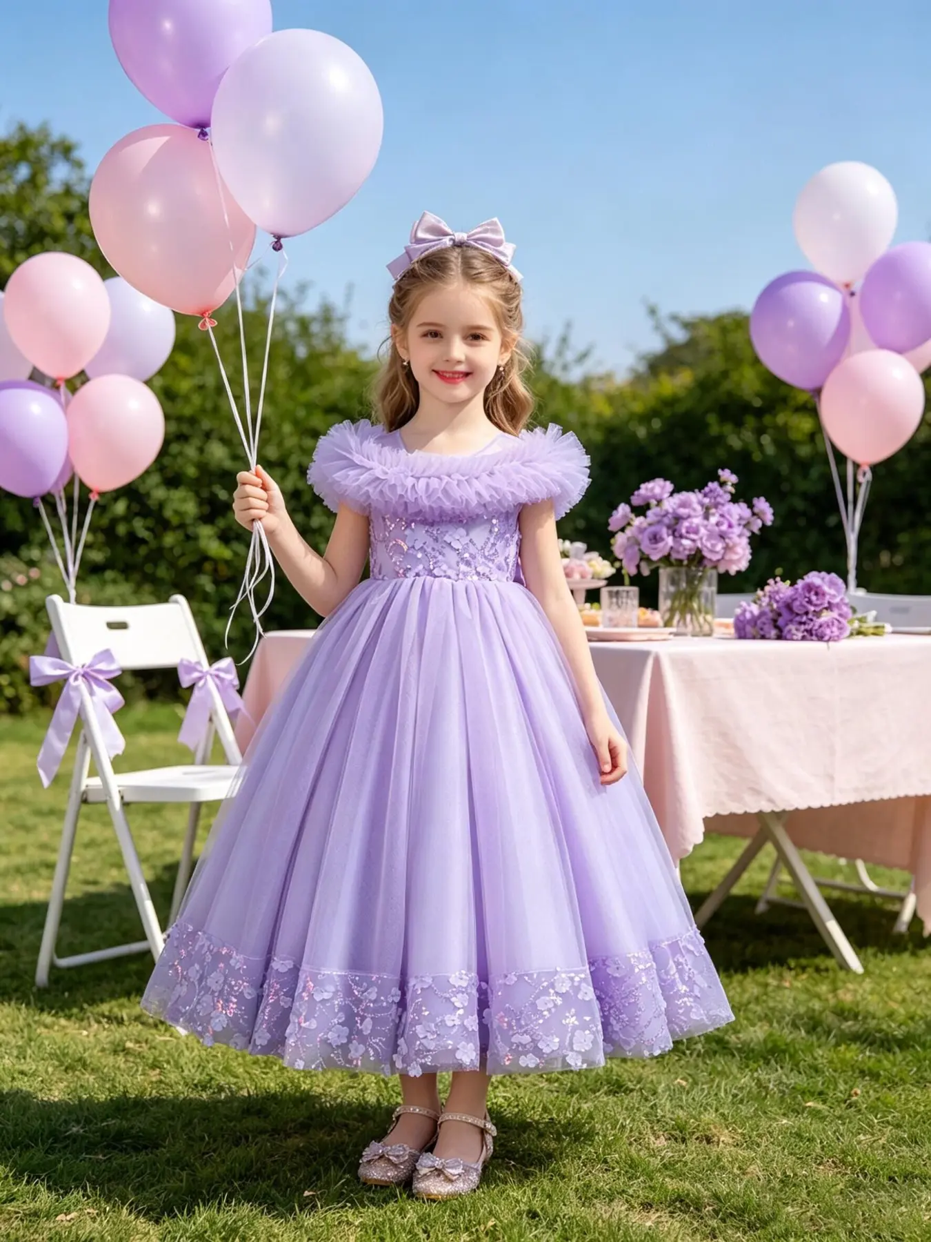 New Kids' Party Dress, Sequined Wedding Gown, Princess Dress for Little Girls, Birthday Party, Elegant Child Costume, Princess Ball Gown, Birthday Party Dresses