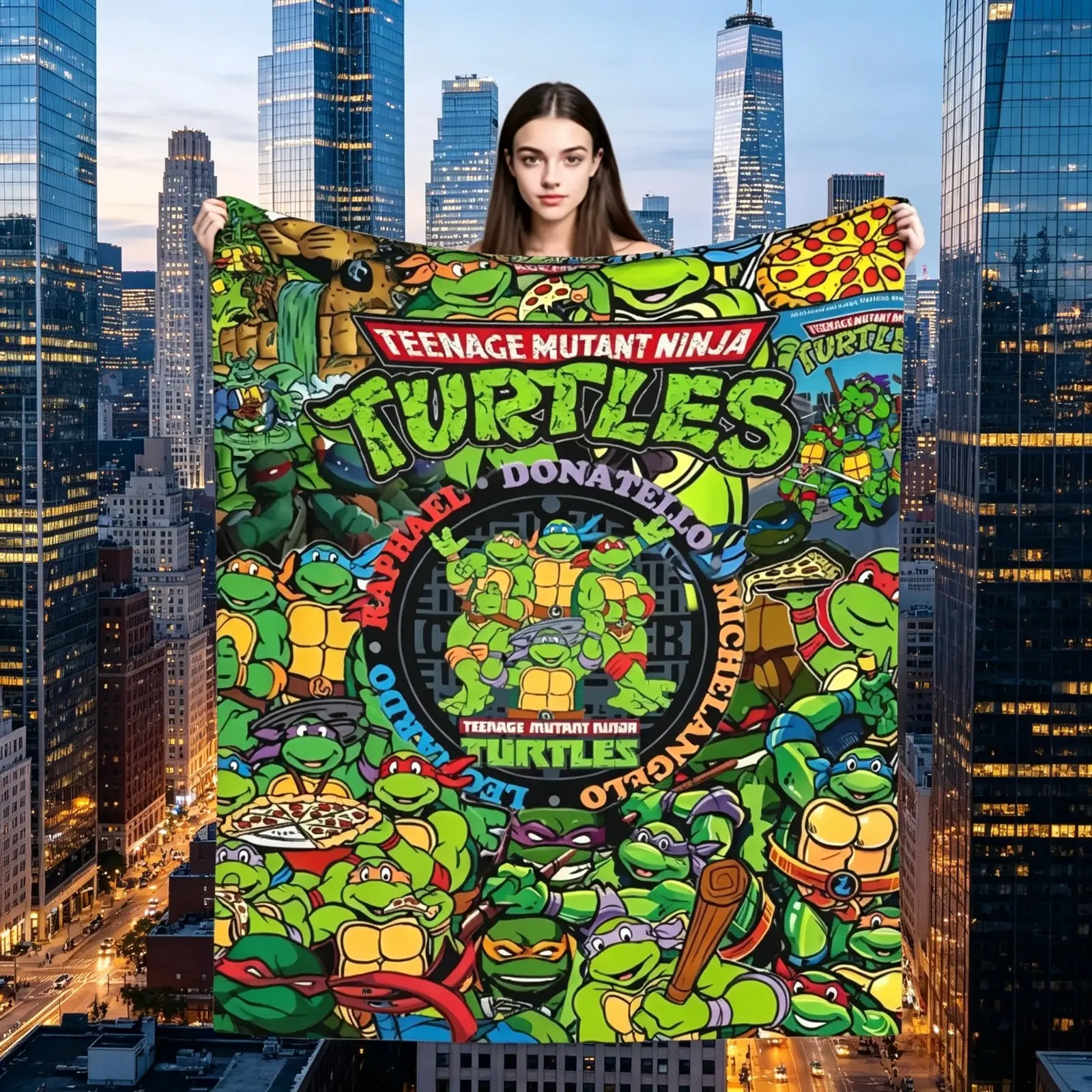 Retro Turtle Hero Themed Blanket (Suitable for All Ages) – Cartoon Gaming Style Plush Throw, Ultra-Soft Flannel Blanket, Lightweight All-Season AC Blanket – Perfect Gift for Birthdays, Christmas, Halloween, or Holidays (Dream Weave Home Collection)