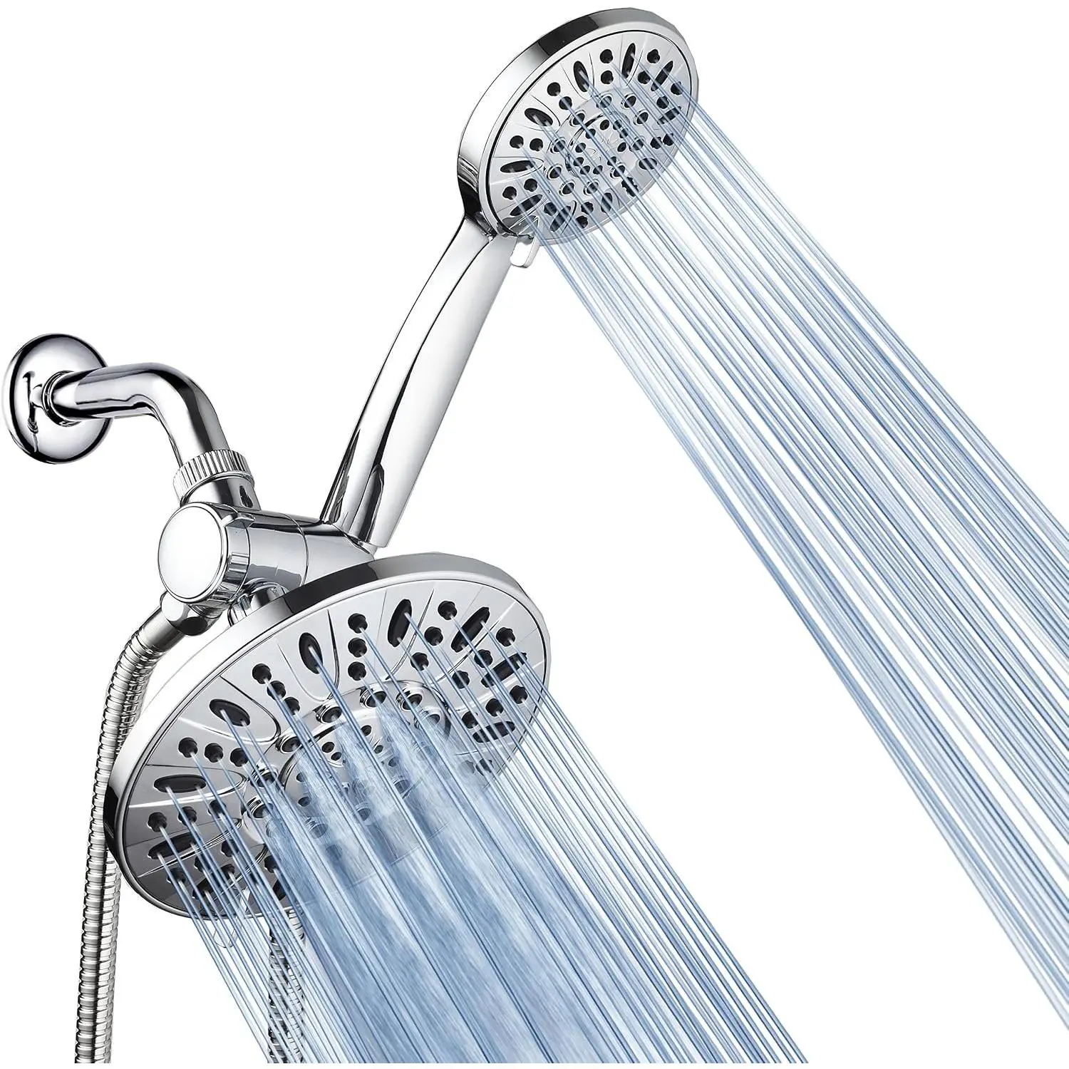AquaDance 7" Premium High Pressure 3-Way Rainfall Combo for The Best of Both Worlds - Enjoy Luxurious Rain Showerhead and 6-Setting Hand Held Shower Separately or Together - Chrome Finish - 3328 | Enjoy Dual 6-Setting Luxury Shower Heads Separately o