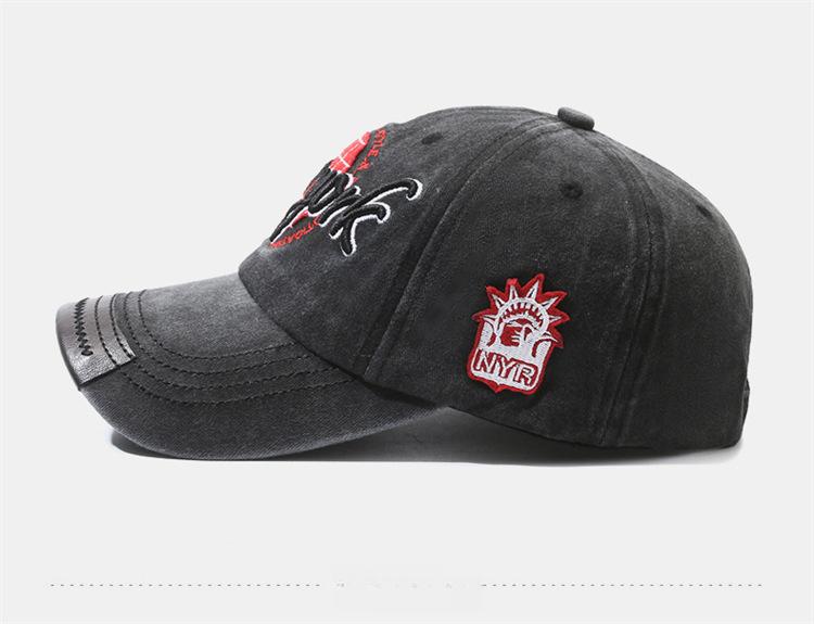 New York embroidered baseball cap, patch embroidered baseball cap, washed sun-shading cap, soft-top fashion cap