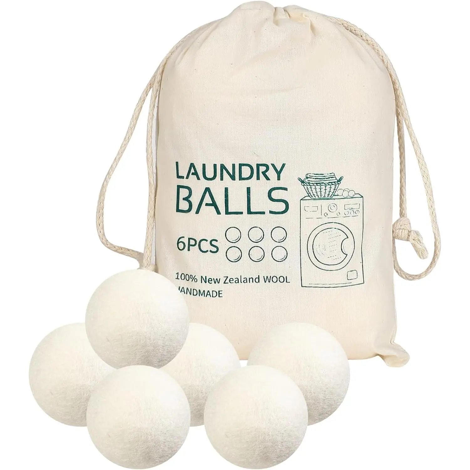 Dryer Balls  Laundry Dryer Balls  Fabric Softener Dryer Sheets  for Reducing Clothing Static and Wrinkles, Set of 6 count