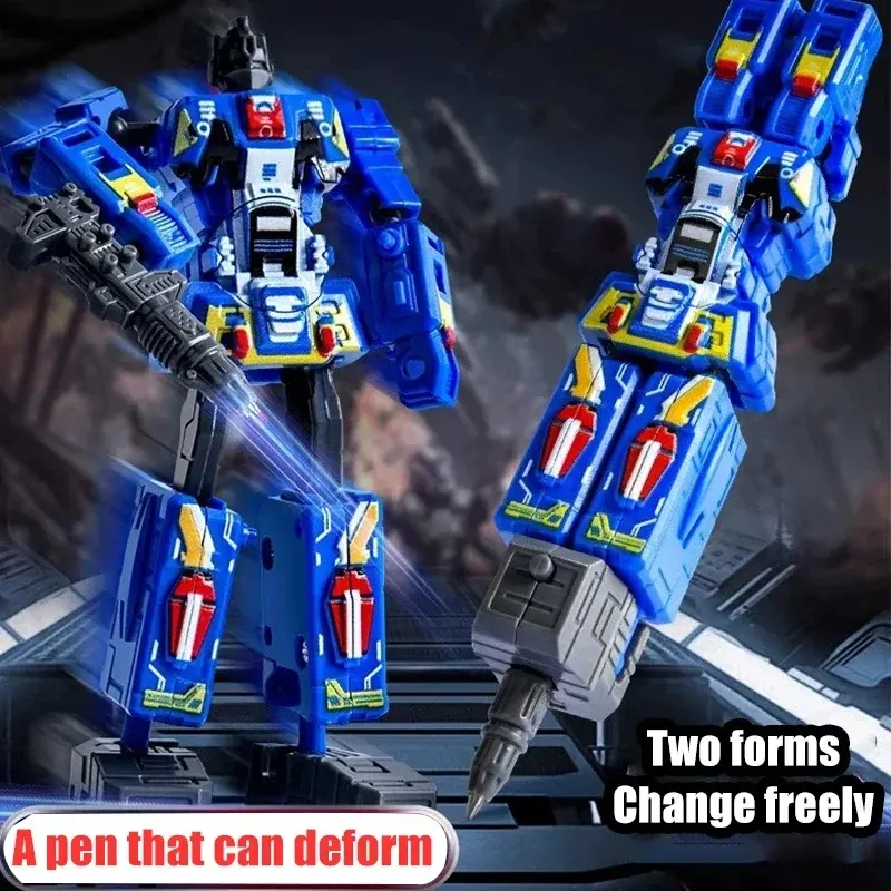 2IN1 Transformation Robot Toy Deformable Ballpoint Pen Rotary Joint Robot Deformation Action Figure Model Toys Deformed Robot