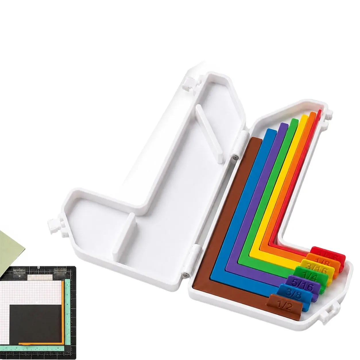 7 Pcs Paper Crafting Alignment Guides withStorage Case, Precision Layering & MattingSpacers for Card Making and Scrapbooking,Color-Coded Tools with Size Tabs, 1/16 to1/2 Inch Increments