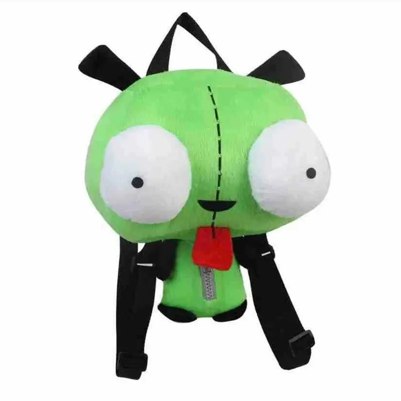 35cm Retro Unisex Alien Invader Zim 3D-Eyes Robot Gir Cute Synthetic Plush Backpack, Waterproof Plush Pack, Christmas Gift for Kids, Alien Look, Zim Face
