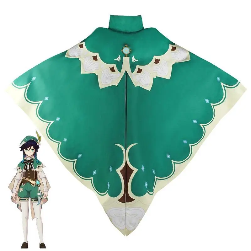 Genshin Impact Venti Cosplay Costume Uniform Anime Barbatos Cosplay Venti Wig Halloween Costumes for Women Game Wendi Windy